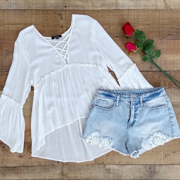 WILD FABLE Distressed SHORTS with Lace Pockets - Picture 4 of 7